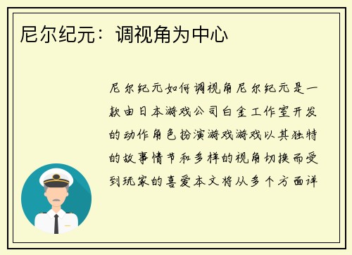 尼尔纪元：调视角为中心