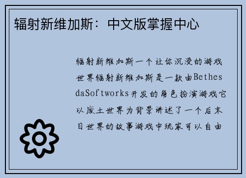 辐射新维加斯：中文版掌握中心